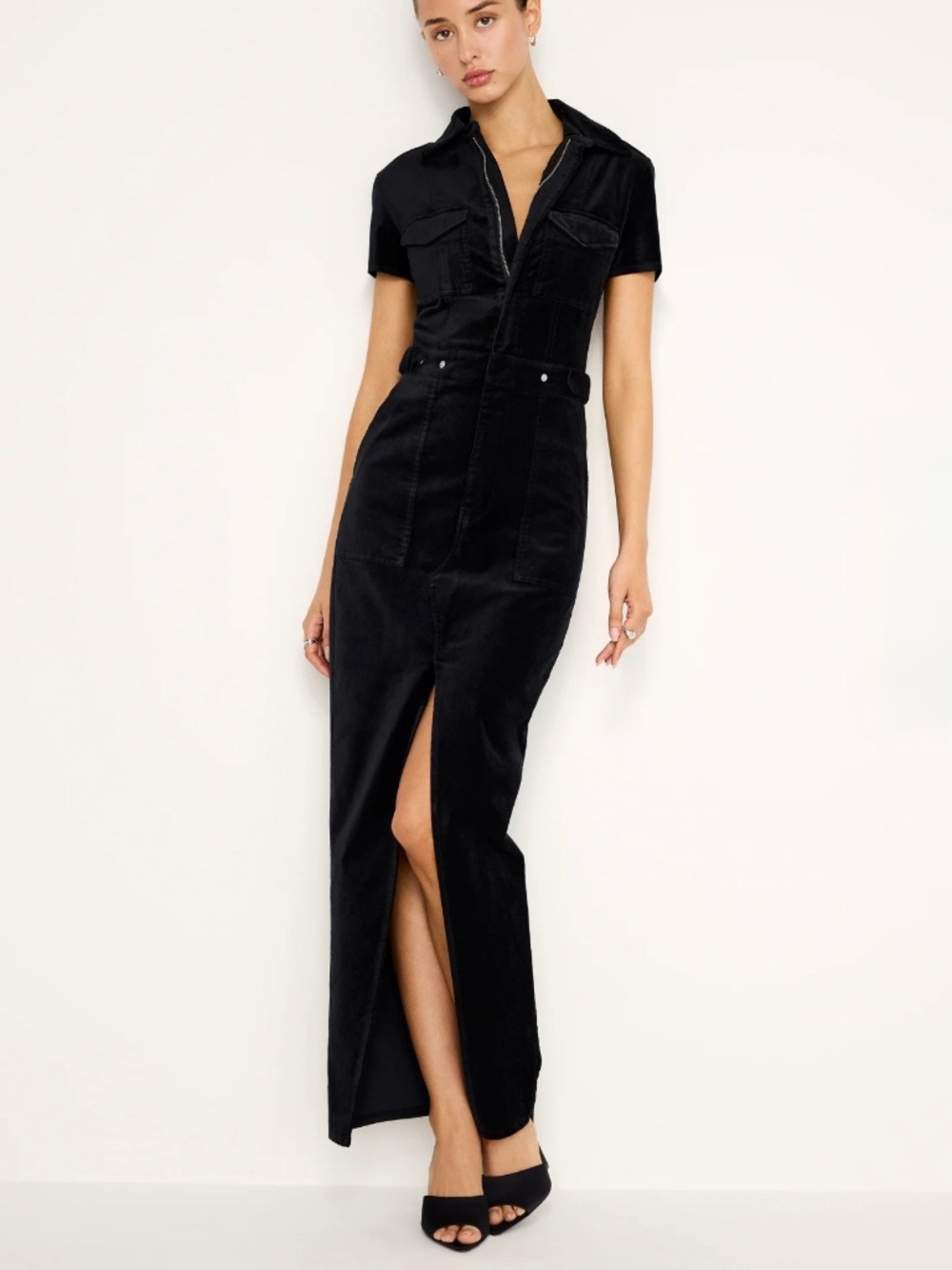 Good American Fit for Success Velvet Maxi Dress, Black | NWT | Size M